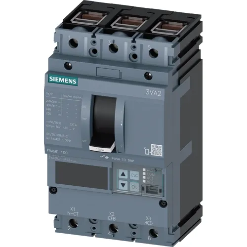Siemens 3VA2063-5JP36-0AA0 3-Pole 63A MCCB with ETU550 LSI Protection